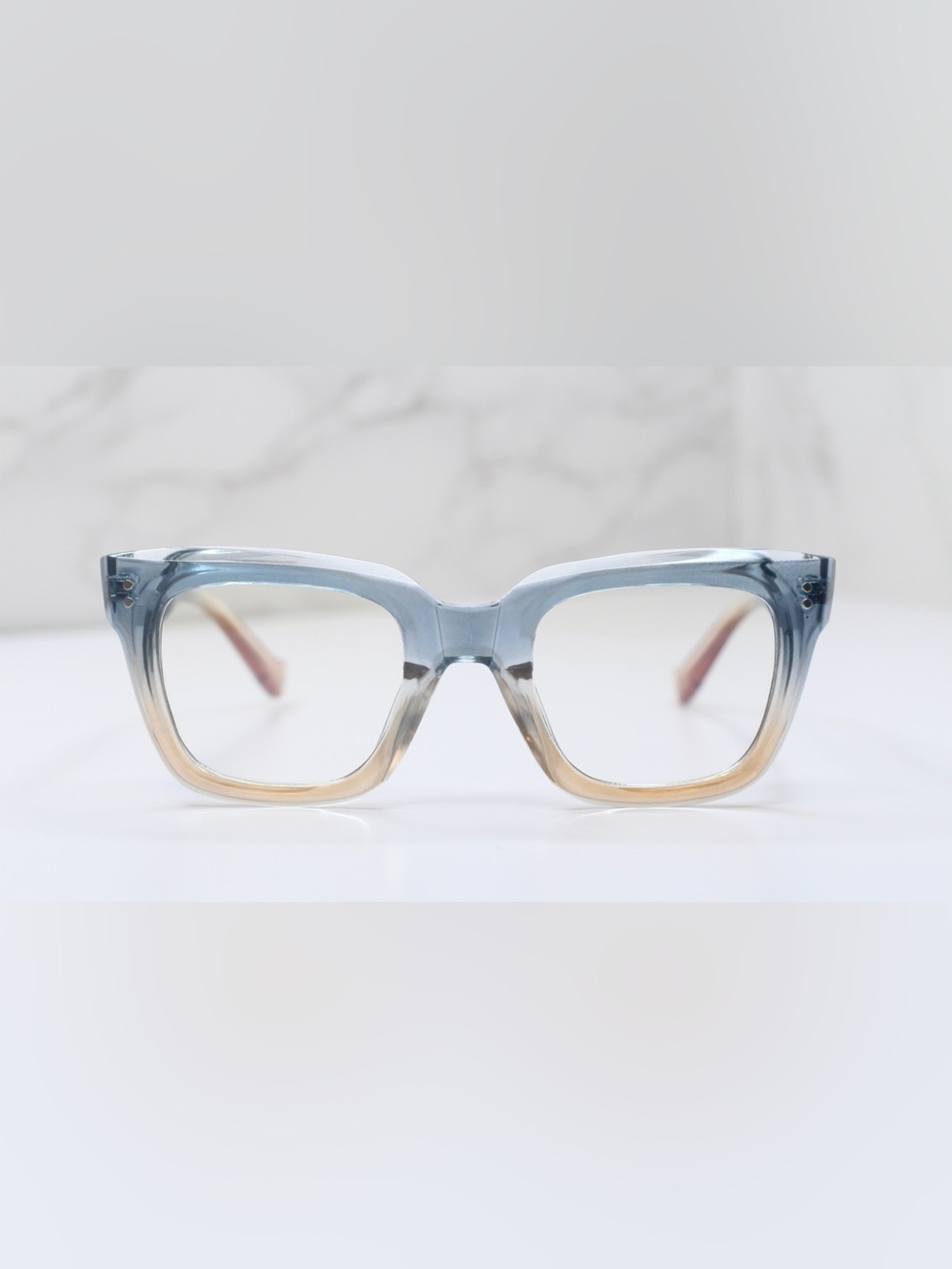 Gradient Blue to Beige Square Women’s Glasses